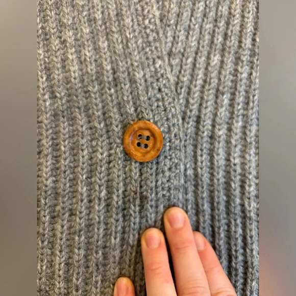 Susan Bristol Wool Cardigan Blazer women M grey Chunky Knit Grandpacore Academia - Picture 5 of 11